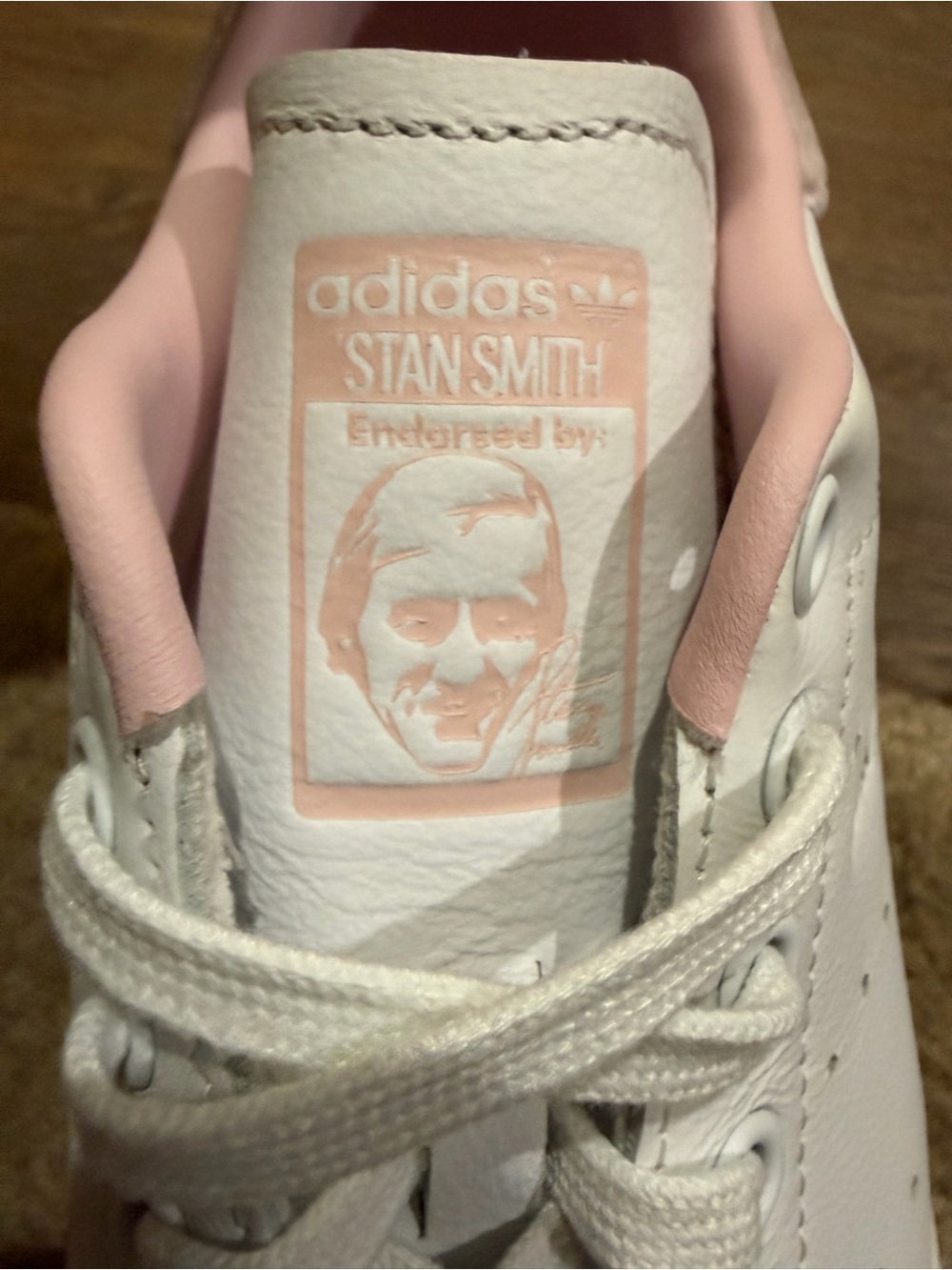 adidas Stan Smith White Leather Sneakers with Pink Accents - Women's 6.5 - Picture 6 of 9